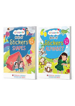 Lil Legends Sticker Activity Books Combo Set of 2 for Kids Age 3+ Years - Shapes & English Alphabet (A,B,C) | Fun Peel-and-Stick Learning Books for Toddlers & Preschoolers