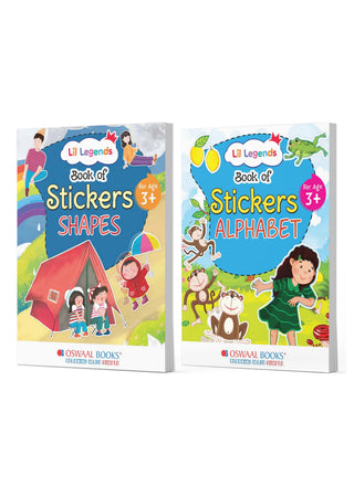 Lil Legends Sticker Activity Books Combo Set of 2 for Kids Age 3+ Years - Shapes & English Alphabet (A,B,C) | Fun Peel-and-Stick Learning Books for Toddlers & Preschoolers