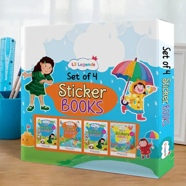 Lil Legends Sticker Activity Books Gift Set - Boxset of 4 Books for Kids Age 3+ Years | Alphabets (ABC), Numbers (123), Shapes & Animals | Fun Educational Sticker Books for Preschoolers