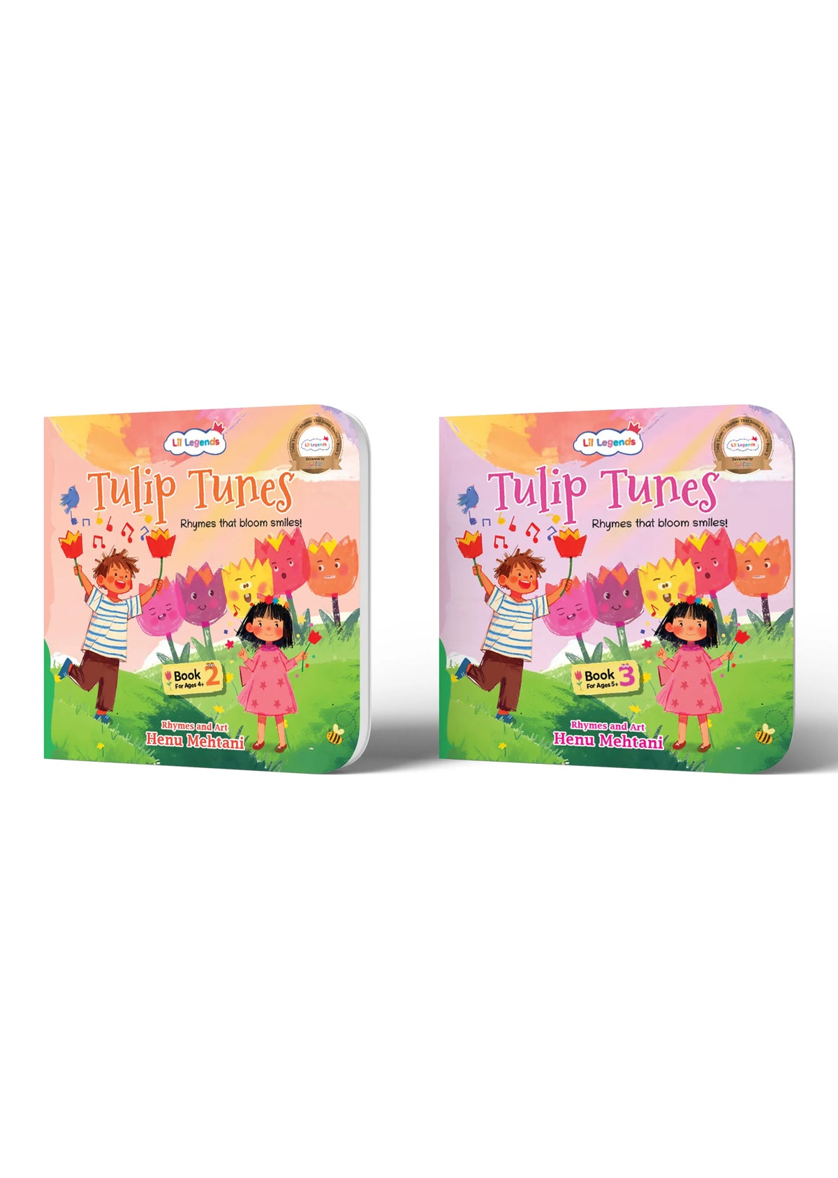 Lil Legends Tulip Tunes, Rhymes That Bloom Smiles Book 2 and 3 | Set of 2 Poem Books for Kids | Phonemic Awareness, Reading Readiness and Fun Activities | For Age 4+