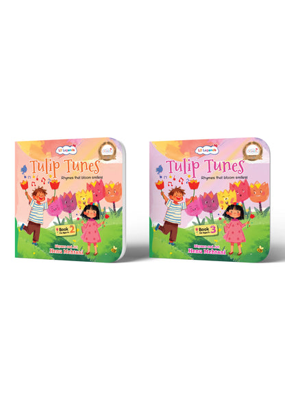 Lil Legends Tulip Tunes, Rhymes That Bloom Smiles Book 2 and 3 | Set of 2 Poem Books for Kids | Phonemic Awareness, Reading Readiness and Fun Activities | For Age 4+