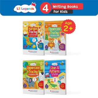 Lil Legends Writing Practice Books for Kids | Set of 4 Pre-Writing Books | Tracing, Pencil Control & School Readiness | Age 3–5 Years | Early Learning Activity Bundle