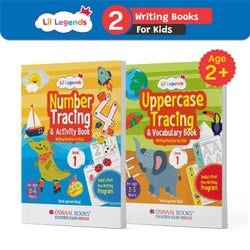 Lil Legends Writing Practice Set for Kids | Set of 2 Books | Number Tracing & Activity + Uppercase Tracing and Vocabulary | Tracing Numbers & Capital Letters | Age 2–5 Years