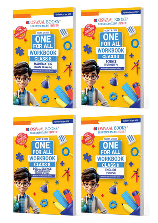 NCERT & CBSE One For All Workbook For Class 8 | Mathematics | Science | Social Science | English | Updated As Per NCF | MCQ's | VSA | SA | LA | Set Of 4 Books | For Latest Exam