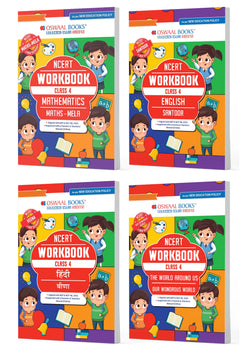NCERT & CBSE Workbooks Class 4 Mathematics (Maths mela), English (Santoor), Hindi (Veena) & Environmental Studies (The World Around Us) (Set of 4 Books ) (For latest Exam)
