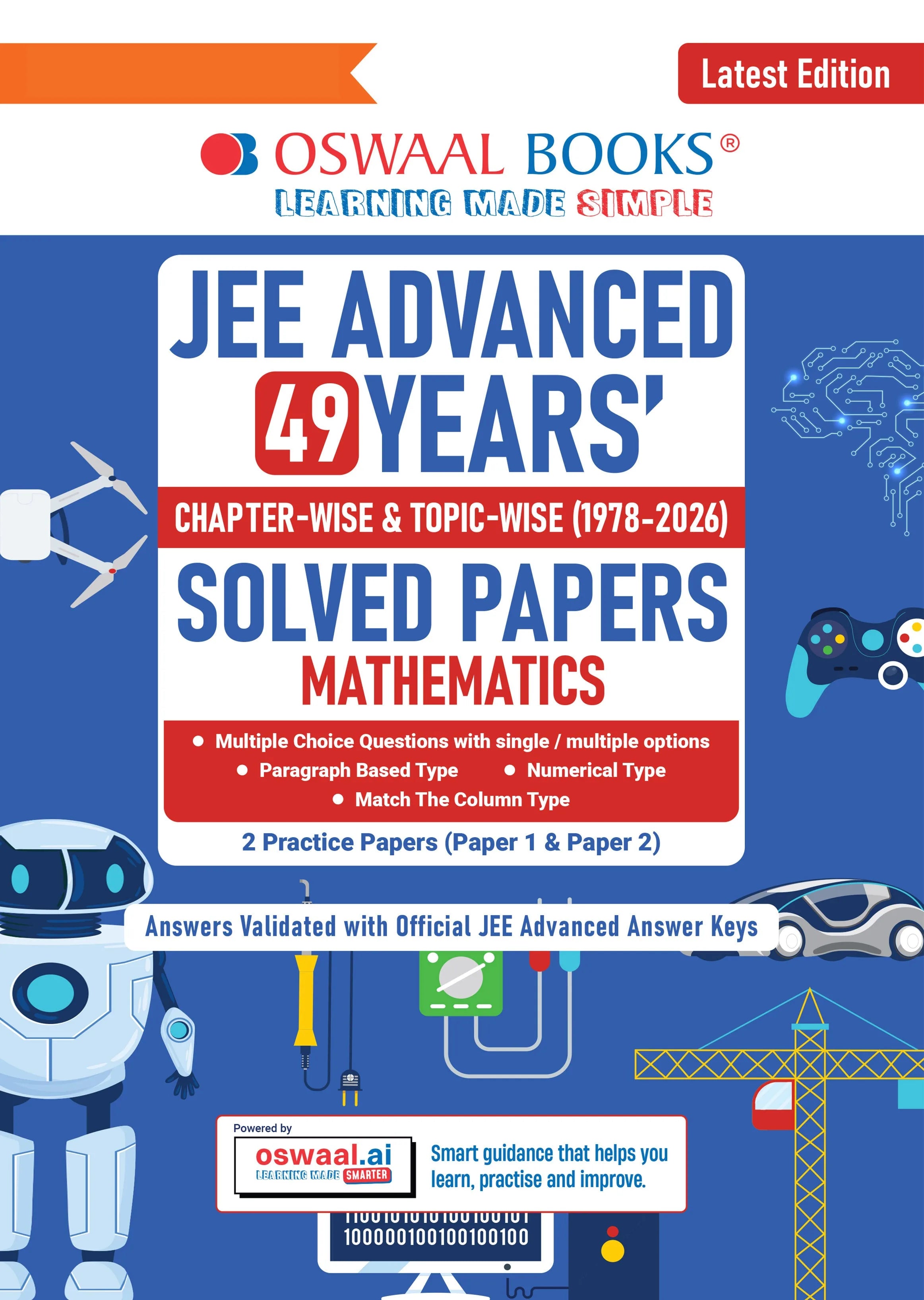 Cover of JEE Advanced 49 Years Mathematics Question Bank by Oswaal Books
