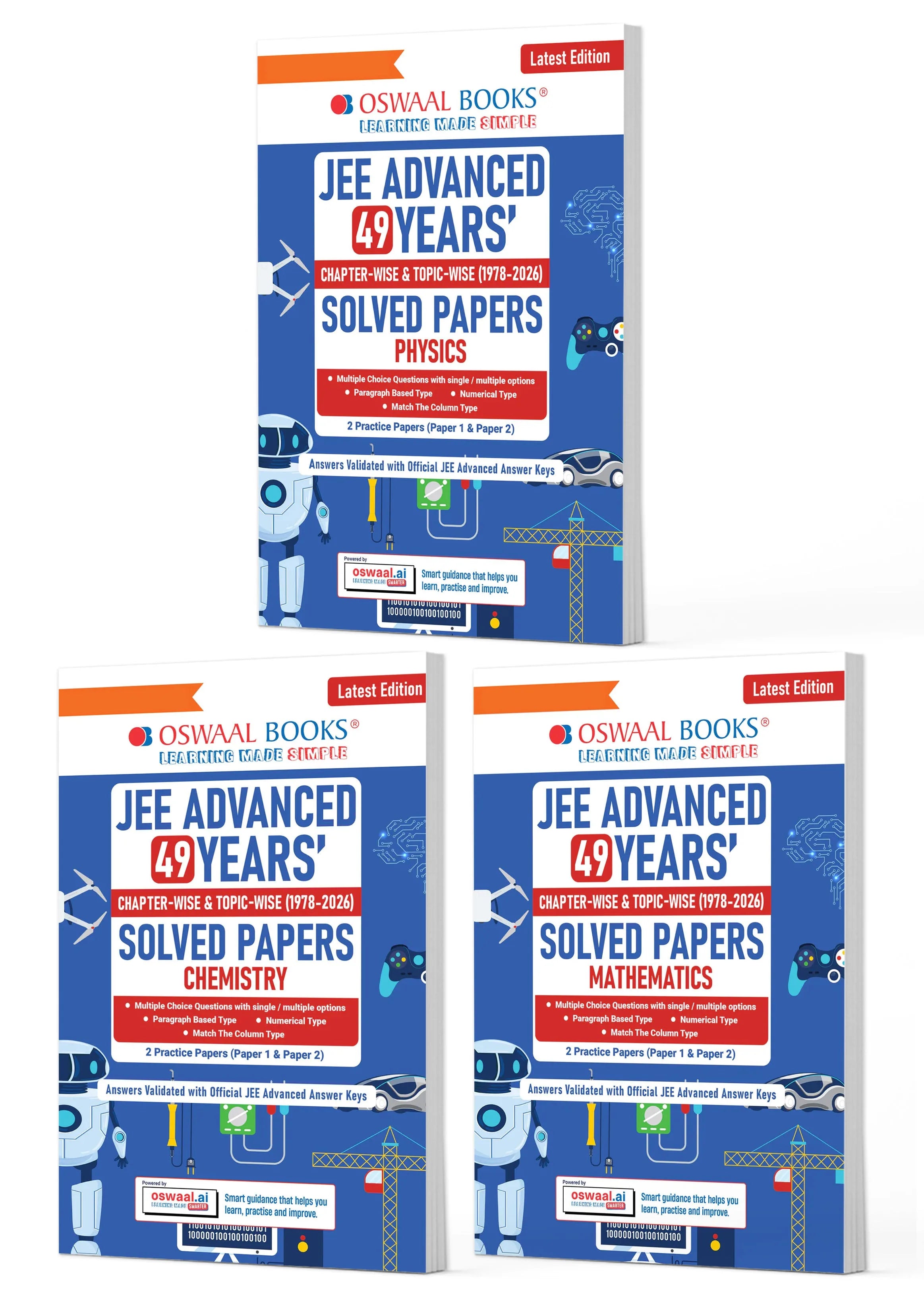 Cover of JEE Advanced 49 Years’ Chapter-wise & Topic-wise Solved Papers (Set of 3) by Oswaal Books