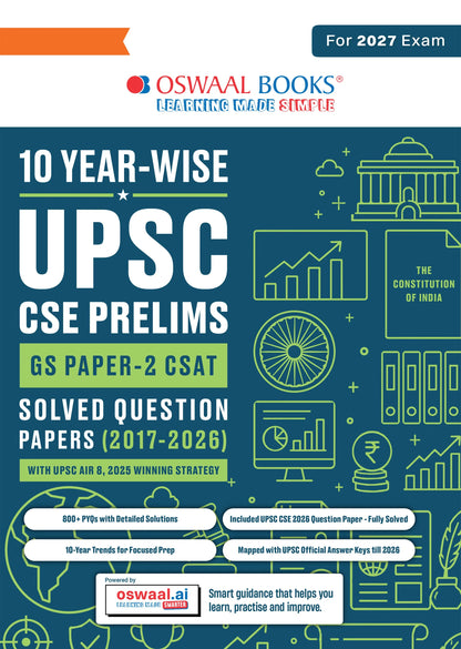 UPSC CSE Prelims 10 Years Solved Papers | GS Paper 2 | CSAT | Year-wise 2017-2026 | Official Answer Keys | 10-Year Trend Analysis | For 2027 Exam