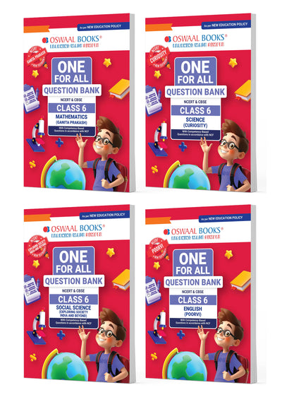 One For All Question Banks NCERT & CBSE Class 6 (Set of 4 Books) Maths, Science, Social Science & English For Latest Exam