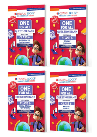 One For All Question Banks NCERT & CBSE Class 6 (Set of 4 Books) Maths, Science, Social Science & English For Latest Exam