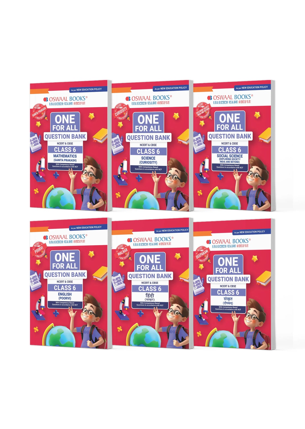 One For All Question Banks NCERT & CBSE Class 6 (Set of 6 Books) Maths, Science, Social Science, Hindi, Sanskrit & English For Latest Exam