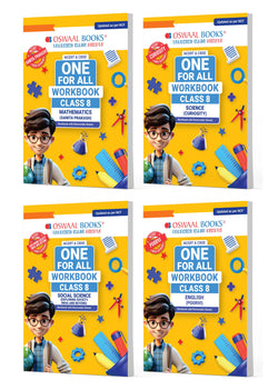 Oswaal NCERT & CBSE One For All Workbook For Class 8 | Mathematics | Science | Social Science | English | Updated As Per NCF | MCQ's | VSA | SA | LA | Set Of 4 Books | For Latest Exam