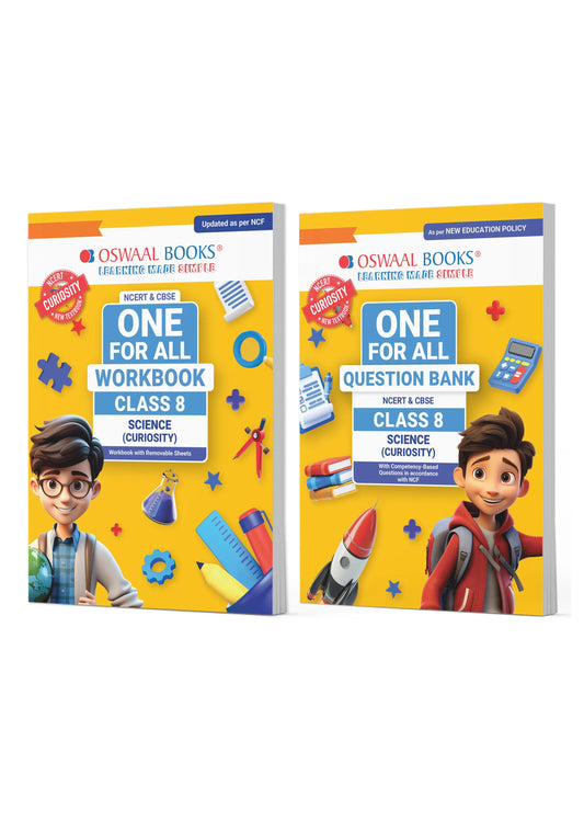 One For All Question Bank + One For All Workbook (NCERT & CBSE) Class 8 Science (Set of 2 Books) | Updated As Per NCF For Latest Exam