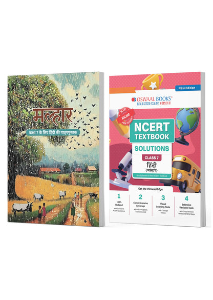 Oswaal NCERT Hindi (Malhar) Textbook Solutions for Class 7 | Set of 2 Books | Covered Concept, Mind Maps, Mock Papers (Latest NCERT Pattern)
