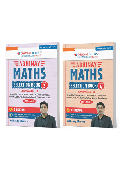 Abhinay Maths Selection Book-Vol. 3 & Vol. 4 (Set of 2 Books) Bilingual Workbook for SSC & All Govt Exam | Concept Based Questions with Video Solutions (For Latest Exam)