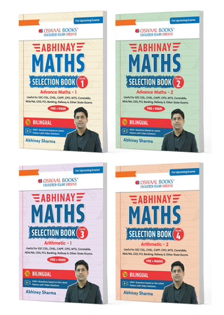 Abhinay Maths Selection Book–Vol.1, Vol.2, Vol. 3 & Vol. 4 (Set of 4 Books) Bilingual Workbook for SSC & All Govt Exam | Concept Based Questions with Video Solutions (For Latest Exam)