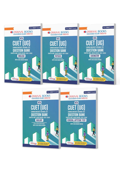NTA CUET (UG) Chapter-wise Solved Papers Question Bank | English, Physics, Chemistry, Biology & General Test | Set of 5 Books | With Solved Paper 2026 | For 2027 Exam | With Oswaal AI