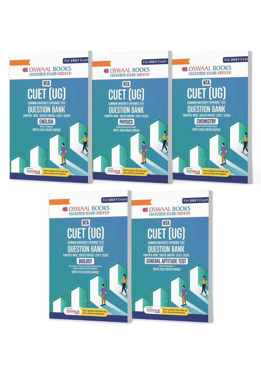 Oswaal NTA CUET (UG) Chapter-wise Solved Papers Question Bank | English, Physics, Chemistry, Biology & General Test | Set of 5 Books | With Solved Paper 2026 | For 2027 Exam | With Oswaal AI