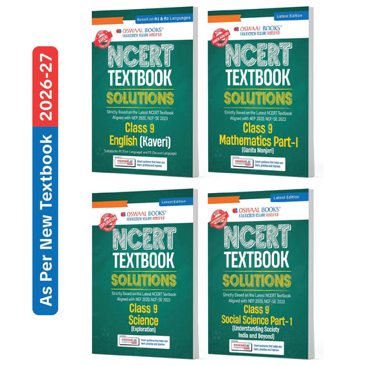 CBSE NCERT Class 9 Textbook Solutions English (Kaveri), Mathematics Part-1 (Ganita Manjari), Science (Exploration) & Social Science (Latest NCERT) Set of 4 Books | Revision Notes, Solved Intext