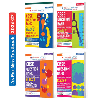 Oswaal CBSE English R1 (Kaveri), Mathematics Part-1 (Ganita Manjari), Science (Exploration) & Social Science Question Bank Chapter-wise & Topic-wise Class 9 (Set of 4 Books) | Based on NCERT