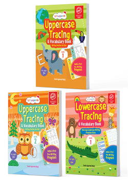 Lil Legends Alphabet Writing Starter Pack | 3 Books | Uppercase A-Z Levels 1 and 2 + Lowercase D'Nealian Style | India's First Pre-Writing Programme | LKG/UKG | Age 3-6