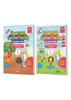Lil Legends Cursive Writing Starter Pack | Set of 2 Books | Uppercase Level 1 and Lowercase Level 2 | Three Line Handwriting and Vocabulary Practice | For LKG/UKG | Age 4+