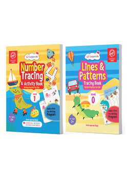 Lil Legends My First Pre-Writing Skills | Set of 2 Books | Lines and Patterns Level 0 + Number Tracing Level 1 | India's First Pre-Writing Programme | Nursery/LKG | Age 2-4