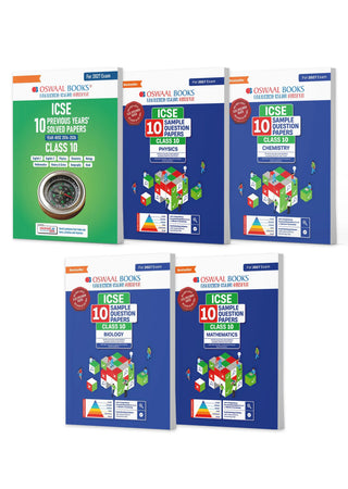ICSE Class 10, 10 Previous Years' Solved Papers + 10 Sample Question Papers Physics, Chemistry, Maths, Biology (Set of 5 Books) for 2027 Board Exams