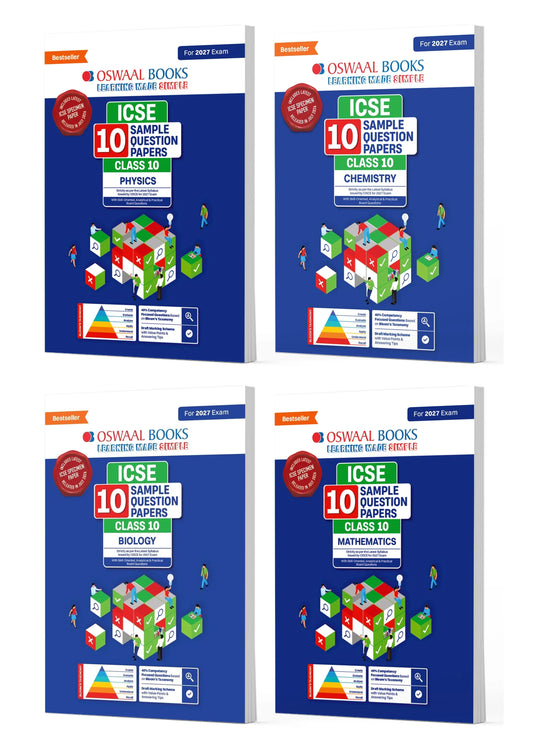 ICSE | 10 Sample Question Papers | Class 10 (Set of 4 Books) | Physics, Chemistry, Biology & Maths (For 2027 Exam) | Includes – Board Paper 2026 & Specimen 2027