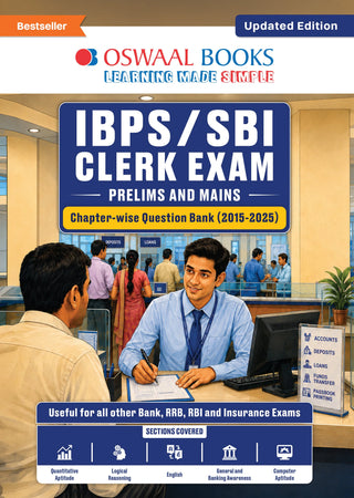 SBI/IBPS/RRB/RBI/Insurance Bank Clerk Exam | Prelims & Mains | Chapter-wise Question Bank (2015 – 2025) | 3000+ MCQs | Includes: 2025 Fully Solved | Two Practice Papers
