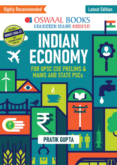 Textbook Indian Economy for UPSC Prelims & Mains | Latest Budget 2026–27 & Economic Survey 2025–26 + Shifting from WPI to PPI | For 2027 Exam | With Oswaal AI