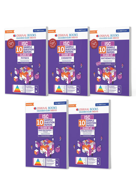 ISC | 10 Sample Question Papers | Class 12 | (Set of 5 Books) Physics, Chemistry, Mathematics, English Paper 1 & 2 (For 2027 Exam) Updated Version | With Oswaal AI