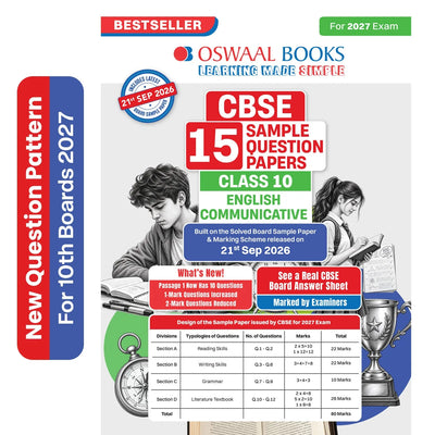 CBSE 15 Sample Question Papers Class 10 Board Exam English Communicative 2026-27 based on latest CBSE SQP dated (21 Sep 2026) | New Questions Typologies With Oswaal AI