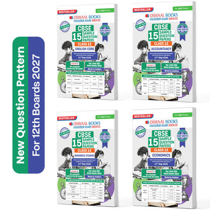 Oswaal CBSE 15 Sample Question Papers Class 12 Board Exam English, Accountancy, Business Studies & Economics (Set of 4 Books) 2026-27 based on latest CBSE SQP dated (21 Sep 2026) | With Oswaal AI