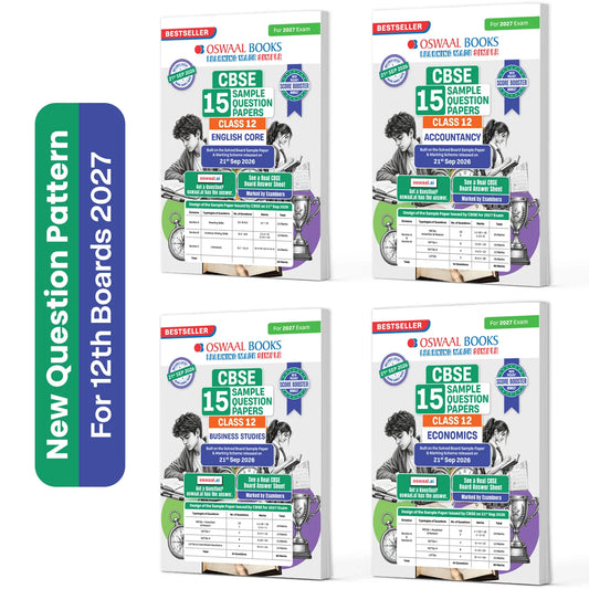 CBSE 15 Sample Question Papers Class 12 Board Exam English, Accountancy, Business Studies & Economics (Set of 4 Books) 2026-27 based on latest CBSE SQP dated (21 Sep 2026) | With Oswaal AI