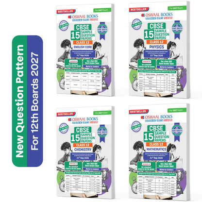 CBSE 15 Sample Question Papers Class 12 Board Exam English, Physics, Chemistry & Mathematics (Set of 4 Books) 2026-27 based on latest CBSE SQP dated (21 Sep 2026) | With Oswaal AI
