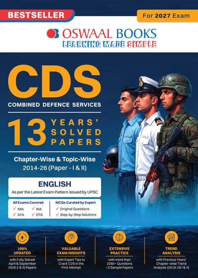 CDS Combined Defence Services – 13 Years' Chapter-wise & Topic-wise Solved Paper (2014–2026 I & II) | English | For 2027 Exam | with Oswaal AI