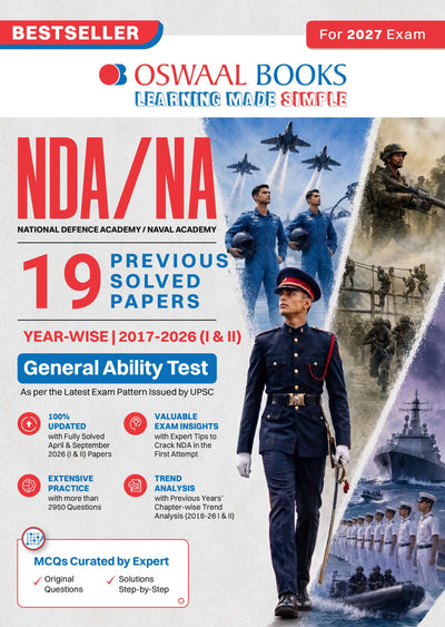 NDA-NA (National Defence Academy/Naval Academy) 19 Previous Years’ Solved Papers | Year-wise 2017–2026 (I & II) | General Ability Test | For 2027 Exam | with Oswaal AI