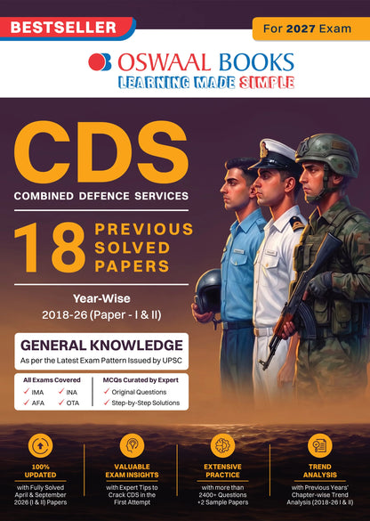 CDS 18 Previous Years’ Solved Papers |Year-wise 2018–2026 (I & II) | General Knowledge | For 2027 Exam| With oswaal.ai