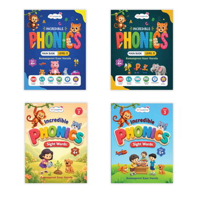 Incredible Phonics for Builders Bundle – 4 Books | Level 2 & 3 Phonics Main Books + Sight Words | Reading, Phonics & Word-Building Skills | Learning Books for Ages 4–5+