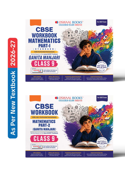 Oswaal CBSE Workbook Class 9 Mathematics Part-1 & Part-2 | aligned with NCERT Ganita Manjari | Perforated Worksheets for Practice with Competency Based questions | 2027 Exam