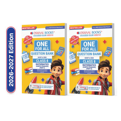 Oswaal One For All Question Banks NCERT & CBSE Class 8 (Set of 2 Books) Mathematics (Ganita Prakash) Part-1 & Part-2 (For Latest Exam)