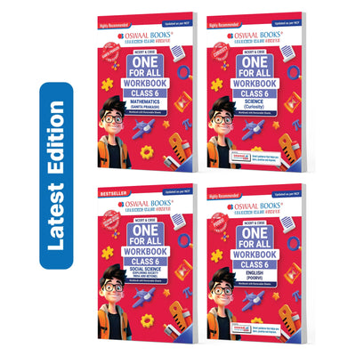 Oswaal One For All Workbook  NCERT & CBSE Class 6 (Set of 4 Books) Maths, Science, Social Science & English For 2026-27 Exam
