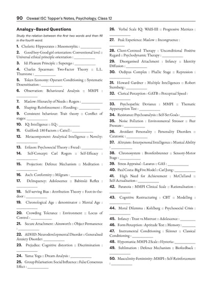 ISC | Topper Notes | Class 12 | Psychology with Oswaal.ai