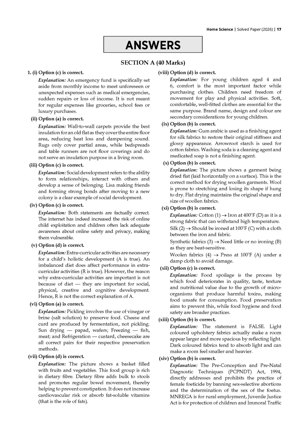 ICSE 10 Previous Years' Solved papers | Year-wise (2019-2026) | Class-10 | Home Science | For 2027 Exam | Oswaal AI