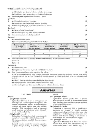 ICSE 10 Previous Years' Solved papers | Year-wise (2017-2026) |Class-10 | Economics | For 2027 Exam | Oswaal AI