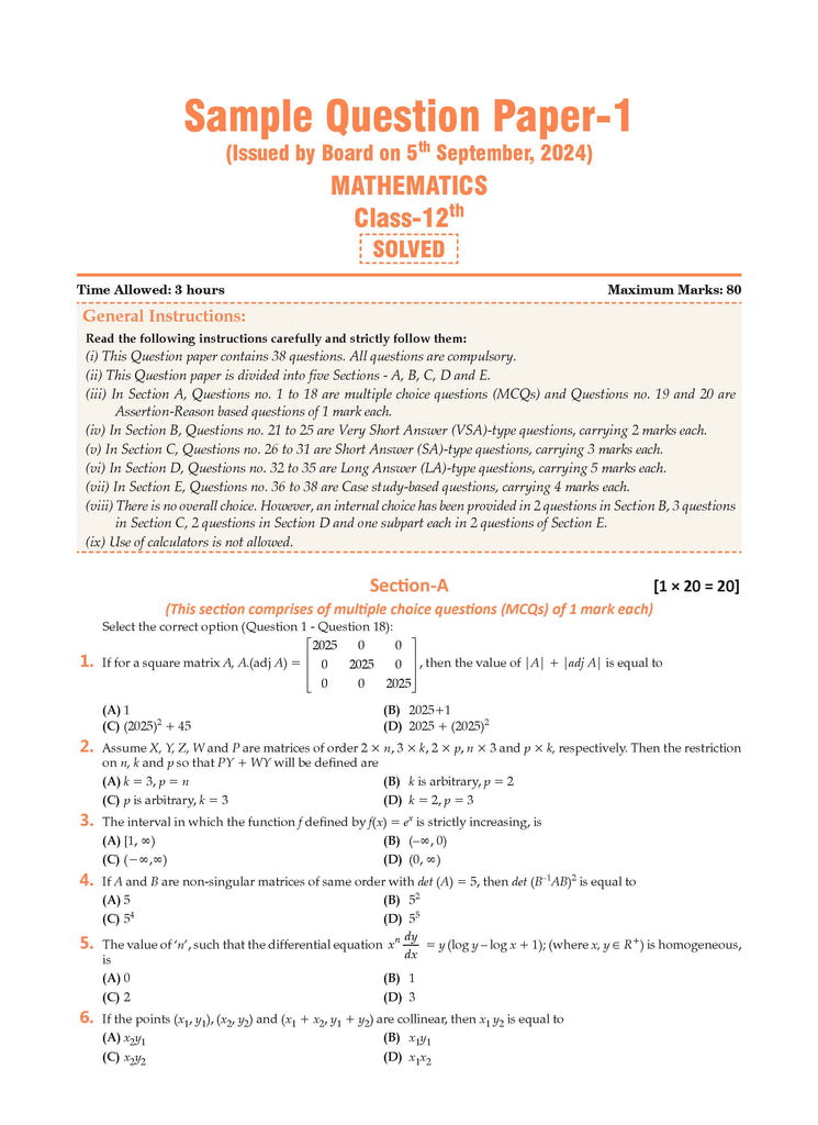 CBSE Sample Question Papers & Exam Rehearsal Class 12 Mathematics (Set of 2 Books) For 2025 Board Exam
