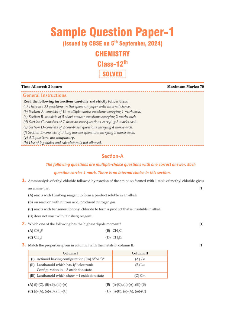 CBSE Sample Question Papers & Exam Rehearsal Class 12 Chemistry (Set of 2 Books) For 2025 Board Exam