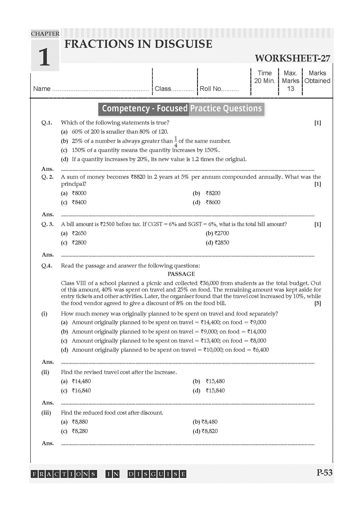 One For All Workbook Class 8 Mathematics Part-2 | NCERT & CBSE | Latest Ganita Prakash | NCF Compliant | Competency-Based Assessment & Practice