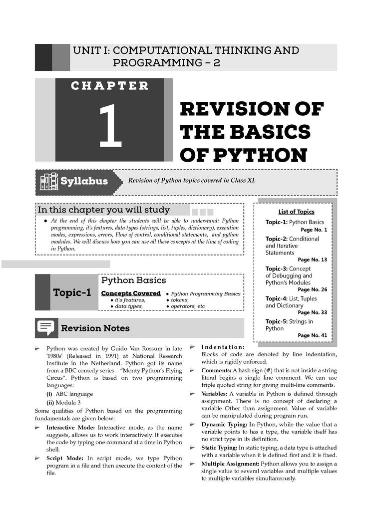 CBSE Question Bank Chapterwise and Topicwise SOLVED PAPERS Class 12 Computer Science For Exam 2026